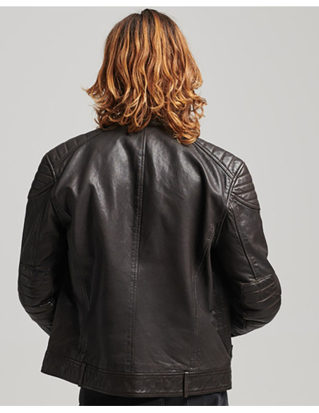 Jaqueta Moto Racer de Couro SUPERDRY Heritage
