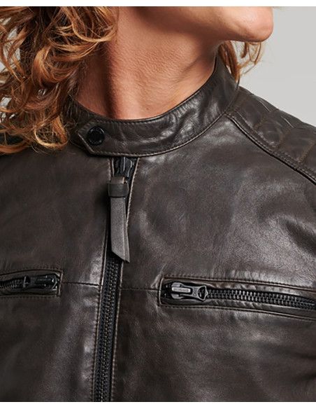 SUPERDRY Heritage Leather Moto Racer Jacket