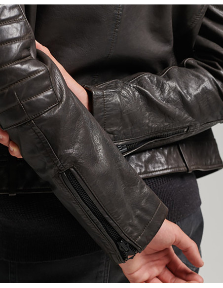 SUPERDRY Veste de moto en cuir Héritage Racer