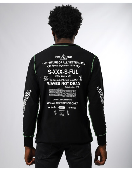 関税込【DIESEL】Juseam long sleeve T-shirt★Black DIESEL T-JUSEAM-LS - T-shirt