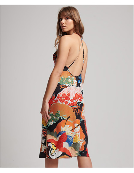 SUPERDRY Vintage Midi Neckholder-Slipkleid