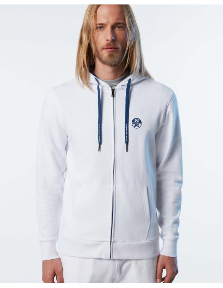 NORTH SAILS Kapuzenpullover mit durchgehendem Reißverschluss und Logo – Sweatshirt