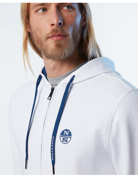 NORTH SAILS Kapuzenpullover mit durchgehendem Reißverschluss und Logo – Sweatshirt