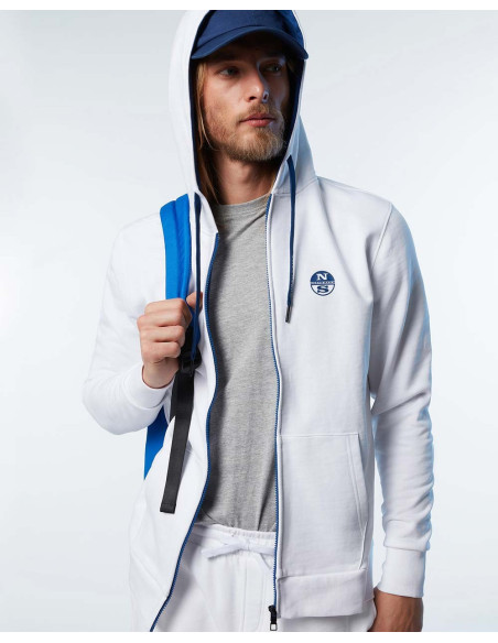 NORTH SAILS Kapuzenpullover mit durchgehendem Reißverschluss und Logo – Sweatshirt