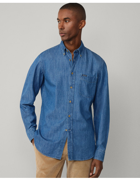 FAçONNABLE Cl Bd Indigo Twill - Camisa vaquera